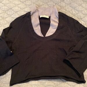 Creola super soft cropped top with mesh collar and 3/4 sleeves